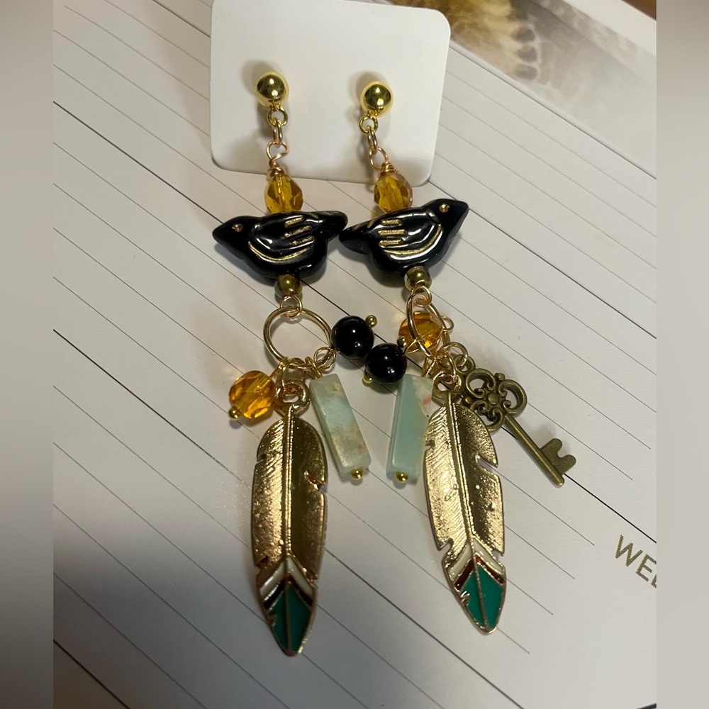 Elegant Blackbird 🐦‍⬛ Earrings